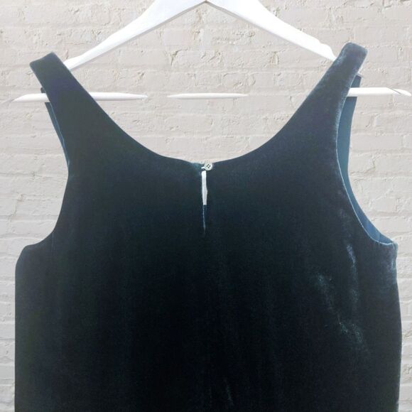J.Crew Hunter Green Velvet Tank Top 2 Evening Party Keyhole Back Lined - Picture 5 of 15